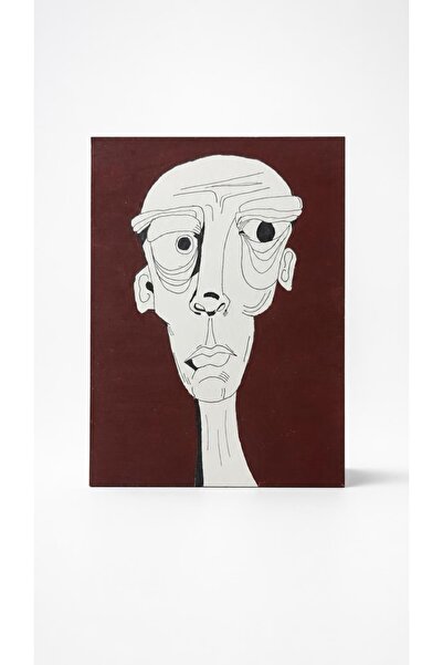 Tek ve Özgün El Çizimi Portre | Modern Line Art | Figüratif Kontur Çizimi | Akrilik Boya | 18×23 cm