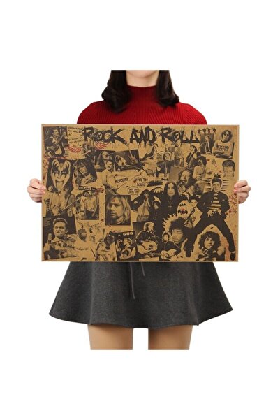 Genel Markalar Rock And Roll Vintage Kraft Poster - 33x48cm