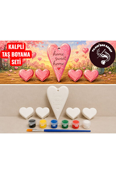 Kalpli Taş Boyama Seti (5 Obje + 6 Renk Boya + 1 Fırça + Boyama Sertifikası)