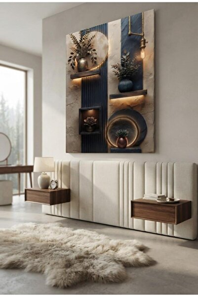 zeyrada Premium Özel Tasarım 3D Kabartma Görünümlü Modern Dekorasyon Kanvas T...