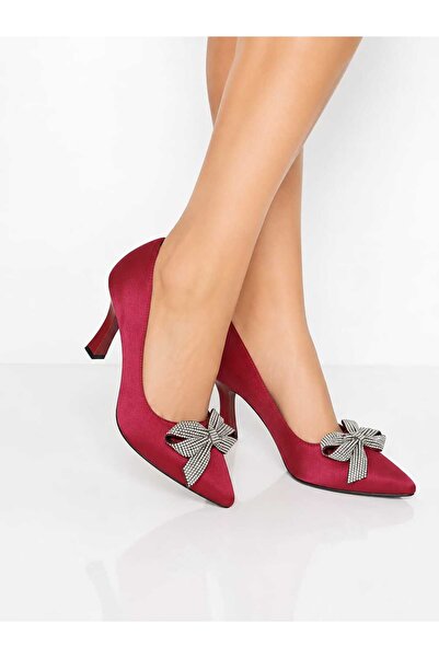 RİMARİS SHOES Taşlı fiyonklu saten topuklu ayakkabı