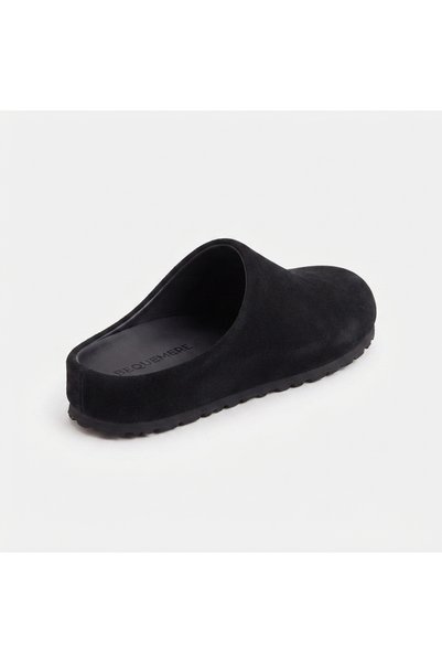 Bequemere Mk410 Black Genuine Suede Leather Full Covered Cork Sole Unisex Orthopedic Sabo Slippers