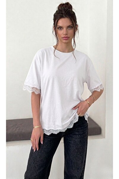 Lufthimm Produs nou Tricou de damă model lejer cu detaliu din dantelă din mat...