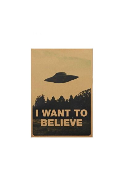 Genel Markalar I Want To Believe Vintage Kraft Poster - 33x48cm