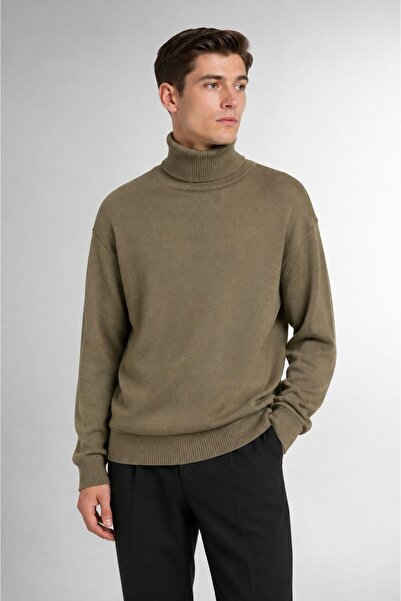 NECO GİYİM Men's Turtleneck High-Neck Knit Sweater - Regular Fit Casual Styli...