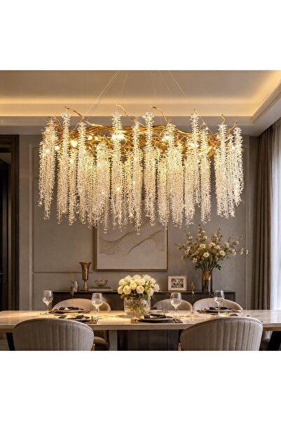 trandafi led Candelabru Modern, Candelabru suspendat din sticlă premium, auri...