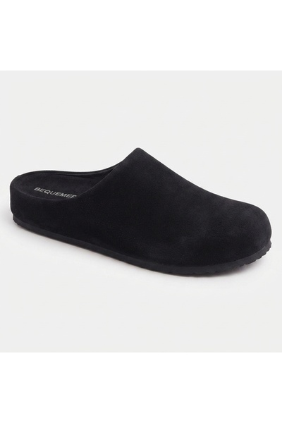 Bequemere MK410 Siyah Hakiki Süet Deri Tam Kaplama Mantar Taban Unisex Ortope...