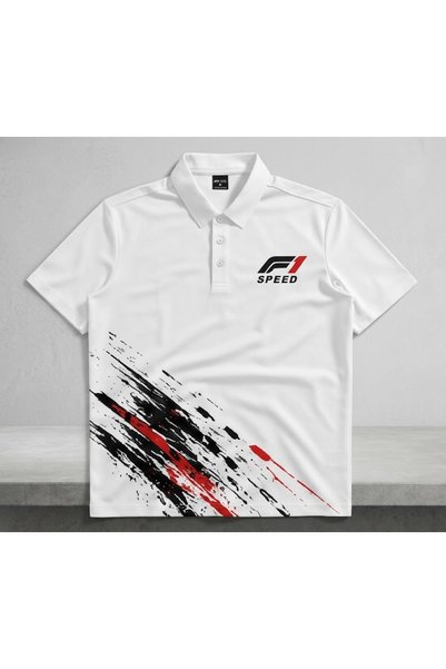 Urban Look Unisex Formula 1 Printed Polo Neck T-Shirt – Racing Themed Short S...