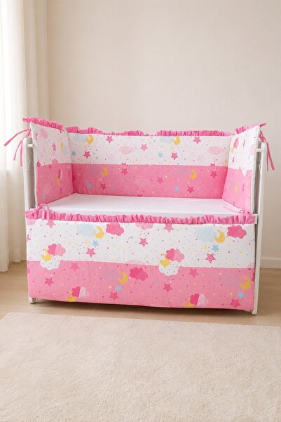 Baby Clime Pink Ruffled 90X130 Furniture Crib Protection Set - 4 Piece Dream ...