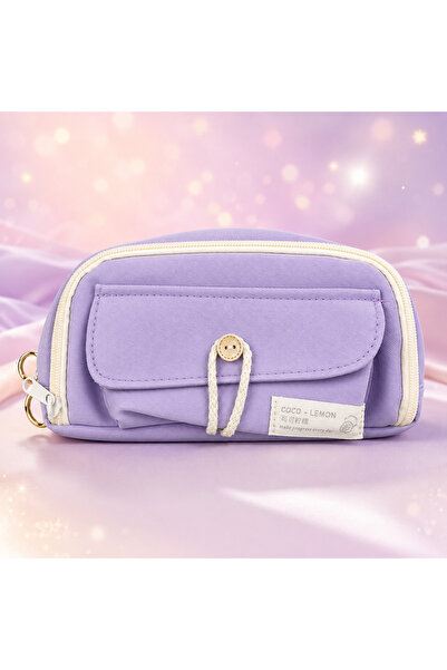 Fillikutum Kawaii Multi-Compartment Canvas Pencil Case Large Capacity Multi-C...