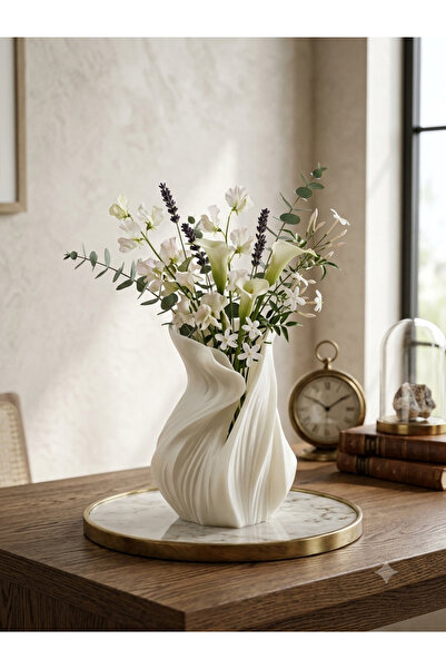 MAY3D Lavin Spiral Bioplastik Modern Dekoratif Vazo – 21 cm Lüks Tasarım Obje...