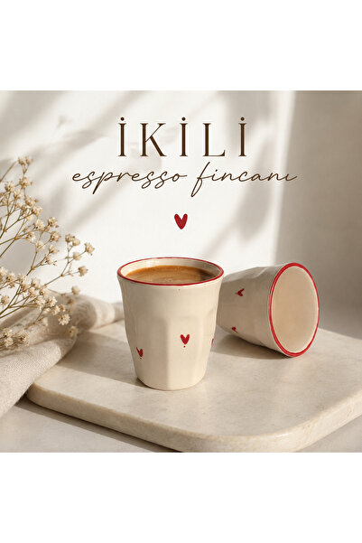 Lupa İkili Espresso Fincanı Kalp El yapımı