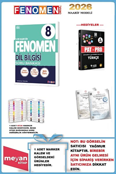 Fenomen Yayıncılık 8.Sınıf Dil Bilgisi Soru Bankası..Marker Kalem ve Soru Bankası HEDİYELİ