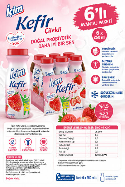 İçim Kefir Çilek 250ml x 6 adet