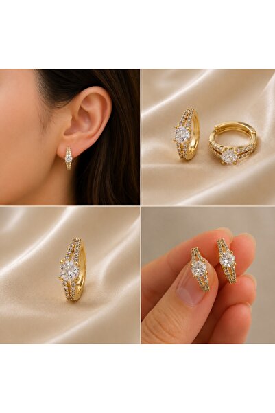 XUPING JEWELRY KADIN 14K KARARMA YAPMAYAN ALTIN GÖRÜNÜMLÜ PREMİUM KÜPE