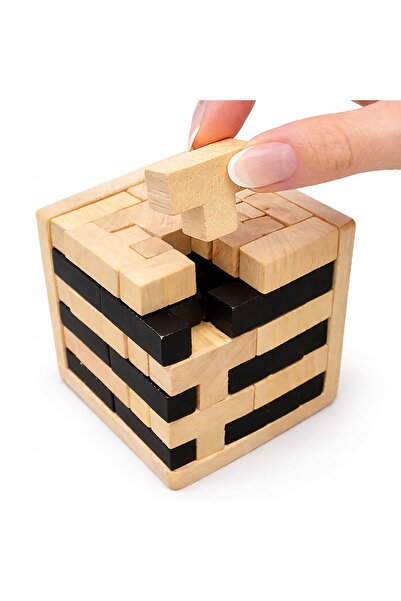 Ayawaska Puzzle cub din lemn 3D, joc logica tip brain teaser cu 52 de blocuri...