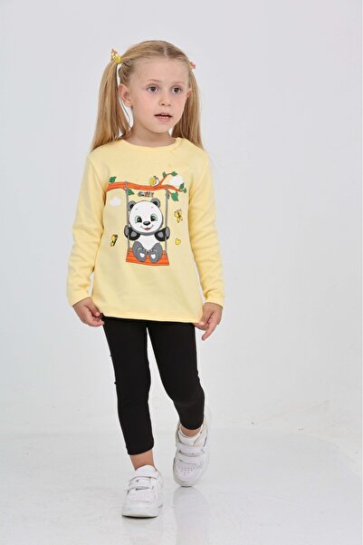 Toontoy Girl's Swinging Panda Printed Sweatshirt
