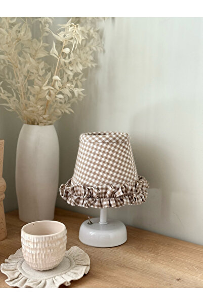 KaiAtelier Sienna Kablosuz Masa Lambası / Abajur Vintage Pilli Beyaz Ayak