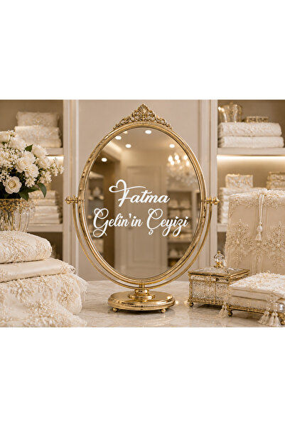 AlpiLeo Kişiye Özel Gelin Çeyizi Ayna Stickerı – İsimli Çeyiz Aynası Yazısı –...