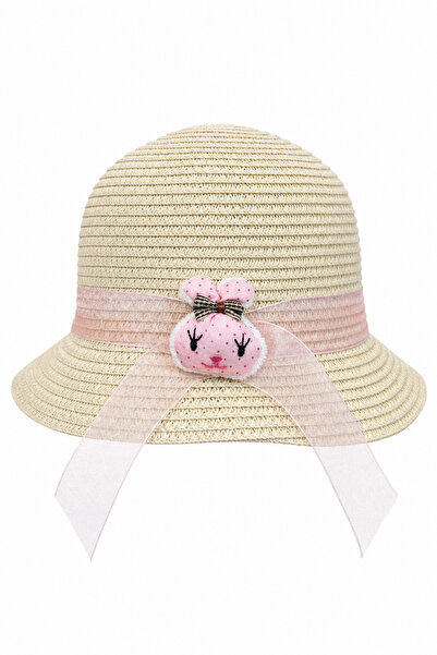Jack Ferrero Children's Straw Hat with Pink Ribbon and Cute Rabbit Figure, Su...