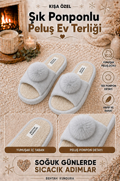 Behtah Kundura Women's Open-Front Pompom Maternity Postpartum Non-Slip Light-...