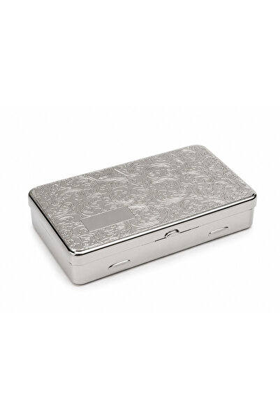 Han Tobacco Metal Tütün Saklama Kutusu 10x6x2 cm – Dekoratif Desenli Menteşel...
