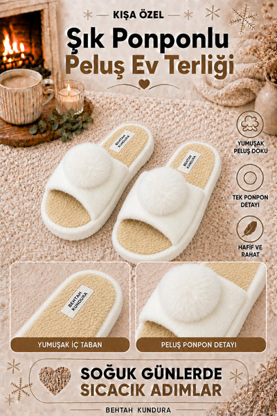 Behtah Kundura Women's Open-Front Pompom Maternity Postpartum Non-Slip Light-...