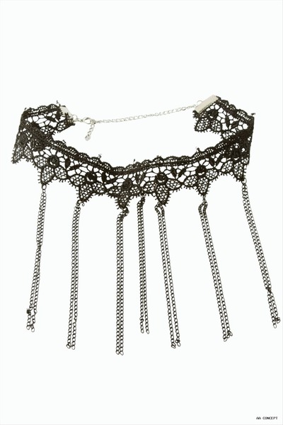 ZERO LAND Concepta Ir Sallantılı Dantel (02846) Necklace Black