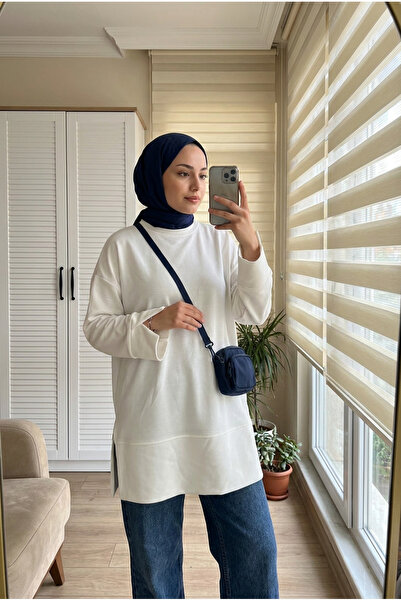 Kirazca Butik Women's Crew Neck Side Slit Tunic Modal Fabric
