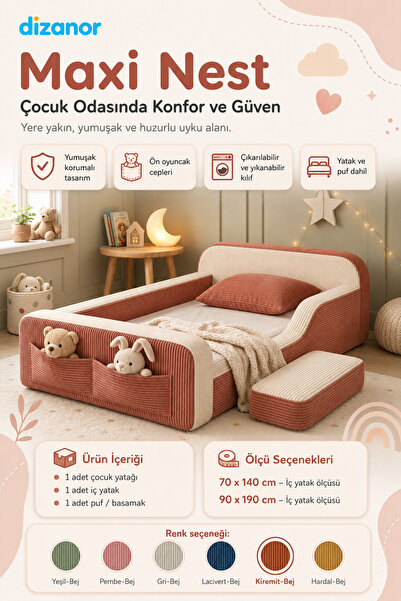 Dizanor Yeni Nesil Maxi Nest %100 Sünger ve Yıkanabilir Fermuarlı Kumaşa Sahi...