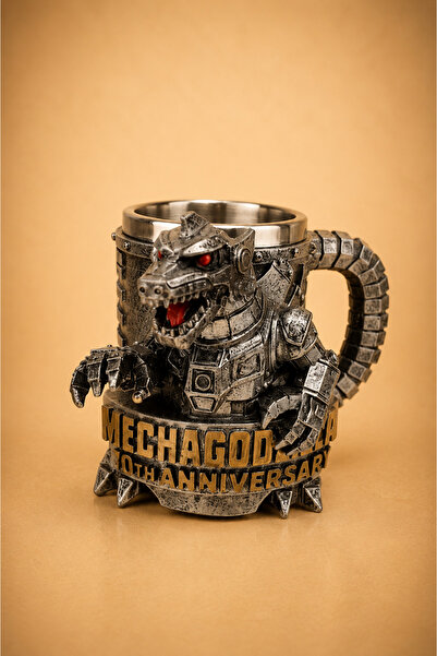 Mechagodzilla Kupa Bardak - Fantastik Ejderha Figürlü Dekoratif Kupa Bardak 450 ml