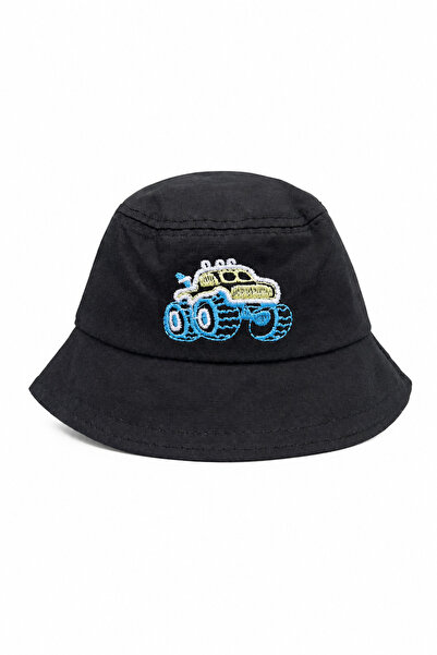 Jack Ferrero Black Monster Truck Embroidered Kids Unisex Bucket Hat Summer Su...