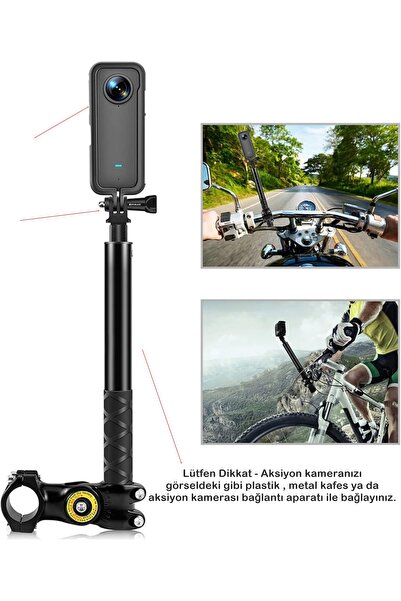 AZT Insta 360 X3 X4 X5 X6 vb ve Aksiyon Kameraları ile Uyumlu Görünmez Hayalet Invisible Çubuk Motorsiklet Bisiklet Bağlantı Aparatı