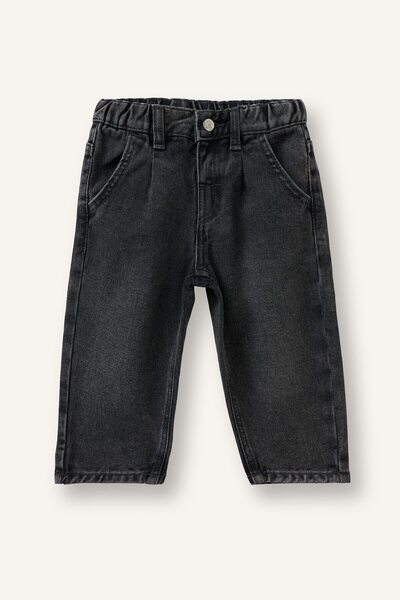DeFacto Baggy Fit Elastic Waist Standard Leg Cotton Jean Trousers Baby Girl H...