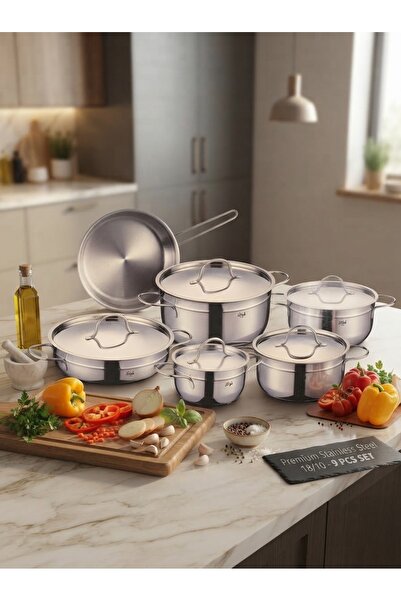 AR HOME 9 Pieces Stanless Steel Cookware Set