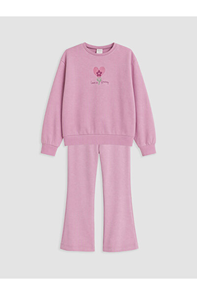 LC Waikiki Printed Girls' Soft Touch Tracksuit Set