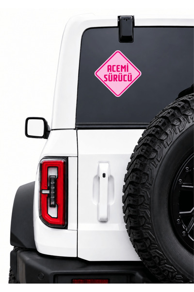 Genel Markalar Acemi Sürücü Sticker 18x18 cm Pembe | Acemi Sürücüyüm Araç Uya...
