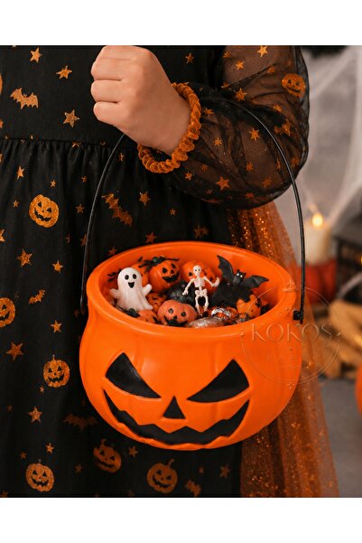 Kokoş Parti Halloween Balkabağı Şeker Kovası ● Cadılar Bayramı Balkabağı Kost...
