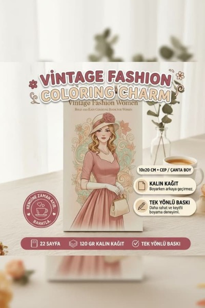 Pink Swan Craft Vintage Fashion Women Pocket Coloring Book 10X20 cm