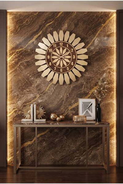 VELAKON MODERN LÜKS DUVAR SAATİ AHŞAP&PLEKSİ 50*50 CM SESSİZ AKAR MEKANİZMA