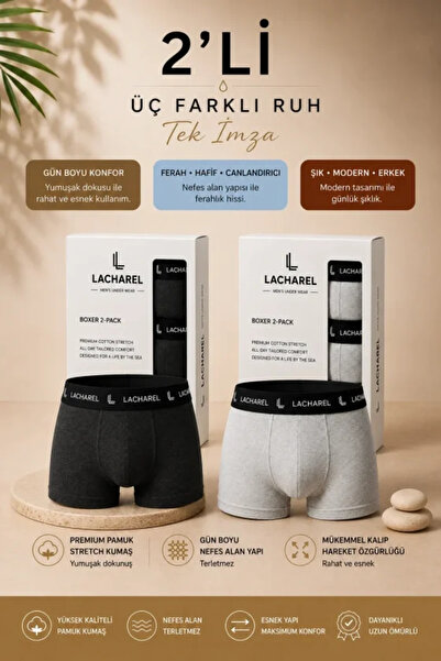 Veraura Lifestyle Men's lycra cotton breathable combed boxer 2-pack - smoke -...