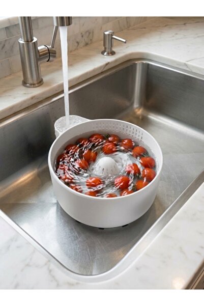 PİYATECH وعاء غسيل عملي للفواكه والخضروات مع مصفاة ذات تأثير دوامي وتدفق مياه...