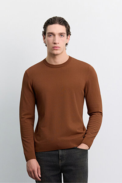 Avva Erkek Kiremit Bisiklet Yaka, Düz Rayon Kazak B005026
