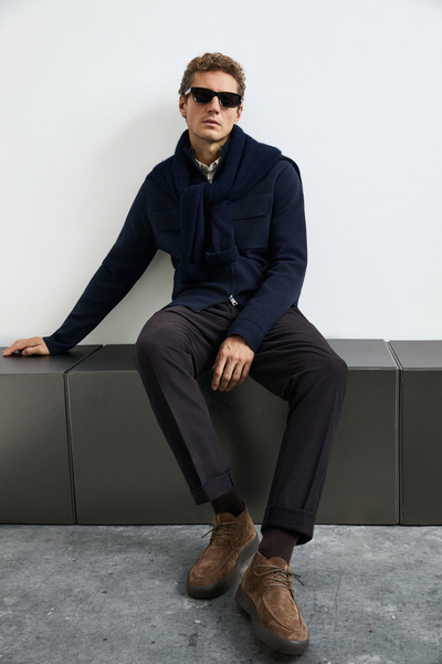 Lufian Loved Men's Cardigan Navy Blue