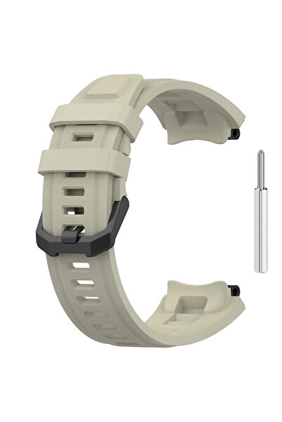 CaseOnn Amazfit T-Rex 2 ile Uyumlu Kordon Elite Flex Lüks Spor Silikon Kayış Bej