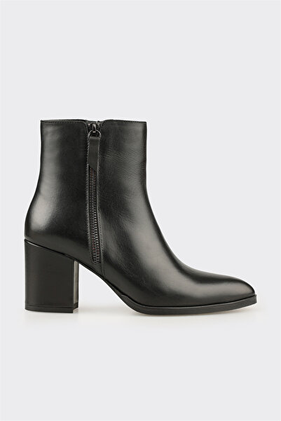 Elle Shoes Siyah Deri Kadın Klasik Bot