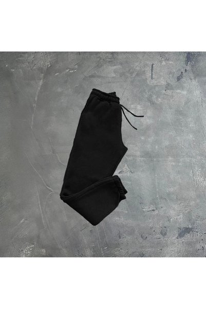 Generic Brand Men's 3-thread plain sweatpants - black