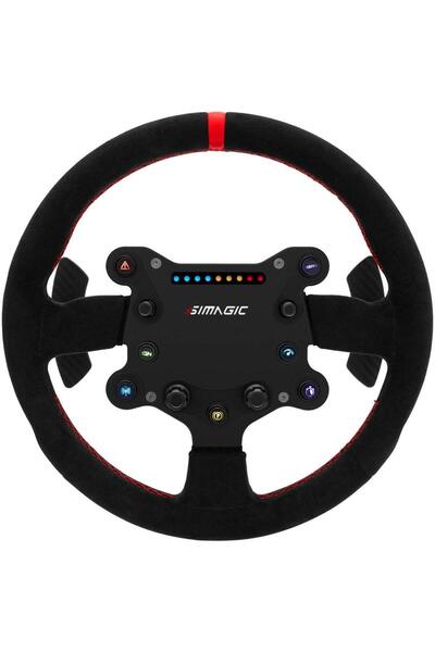 SİMAGİC GTS Alcantara Steering Wheel, 7 Customizable RGB Buttons (Black)
