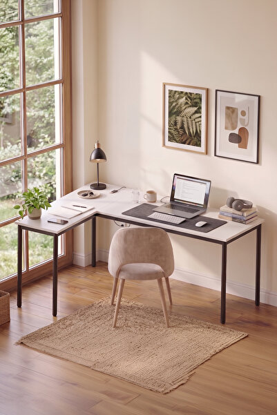 DEKOPRATİK Viva 160x120 Beyaz Modern Tasarım Geniş L Çalışma Masası ve Oyuncu...