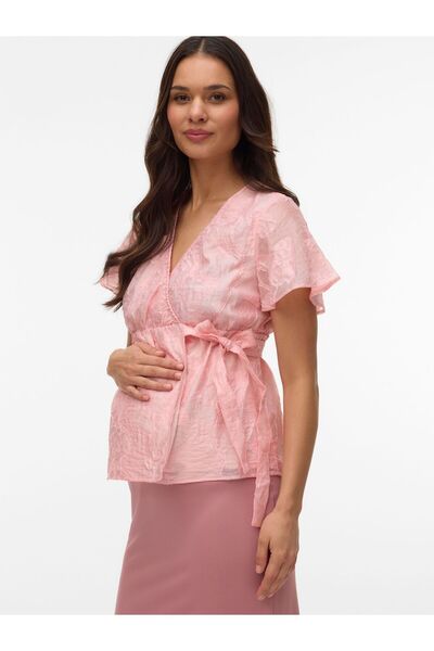 Mama Licious Bluse Normal geschnitten V-Ausschnitt Top